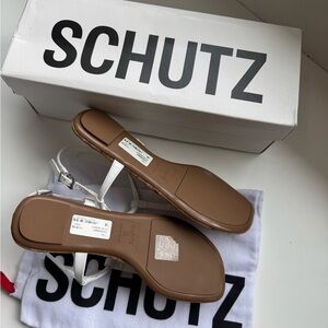 SCHUTZ White and Brown Sandals